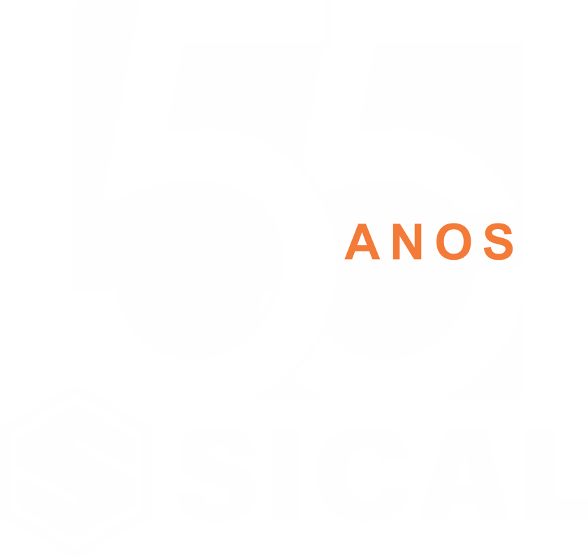 Logo 55 anos sical para fundo laranja